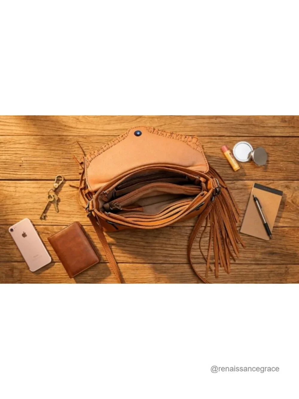 Vegan Leather Fringe Hobo Bag Crossbody Tassel Hippie Purse